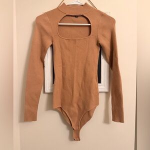 Lulu's Camel Long Sleeve Bodysuit